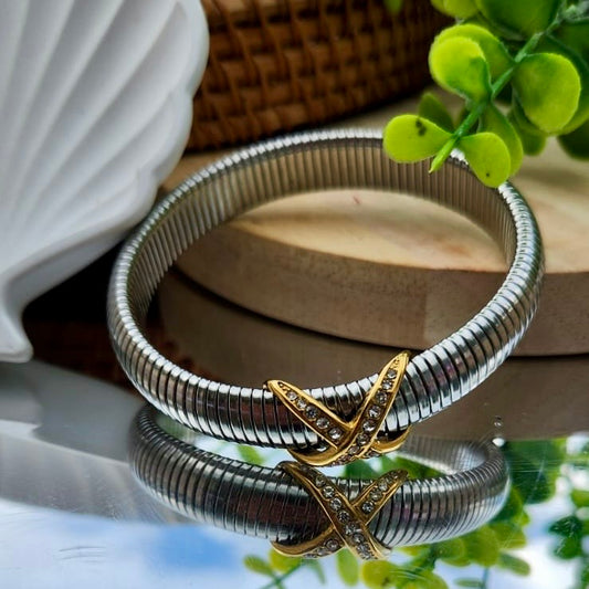 Silver X Bangle